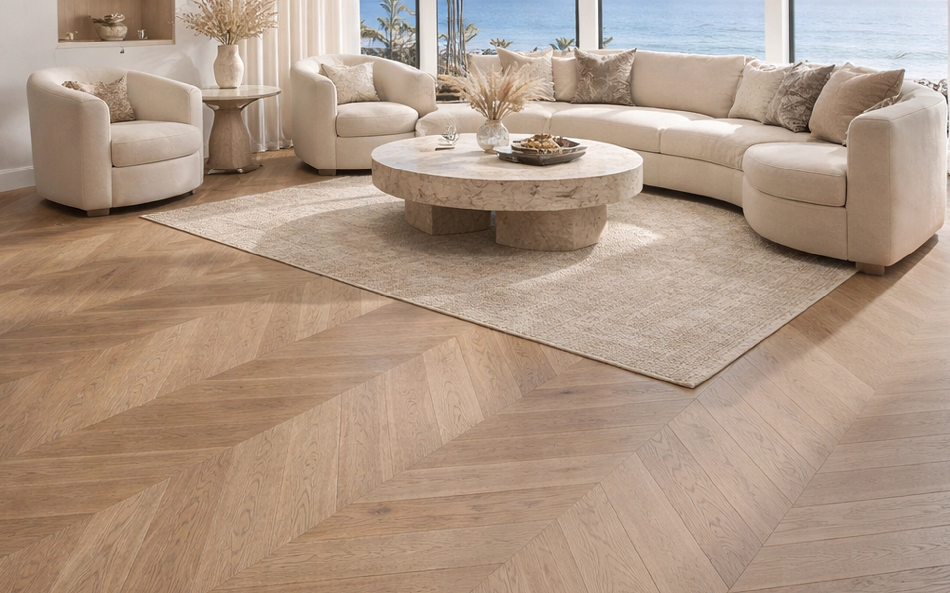 Residential dining interior with Tavolato Veneto wood surfaces